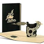 Unusual voucher for a tattoo, original 3D pop-up card for tattoo fans, birthday card, with detailed tattoo gun, H17AMZ