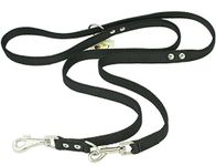 Dogs My Love 1.25" Wide 6 Way European Multi-Functional Nylon Dog Leash, Adjustable Lead 40"-70" Long Xlarge (Black)