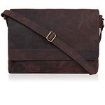 Ozora Genuine Leather Unisex Crossbody Messenger Bag with Adjustable Strap for 17 Inch Laptop, Travel, Office, Brown Hunter, Medium, Maddison