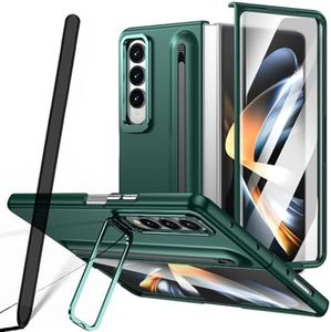 Samsung Z Fold 3 Case with Pen and Stand, Pen Holder, Samsung Galaxy Z Fold3 Cover with Screen Protector + S Pen Stylus Replacement + Adjustable Kickstand - Green