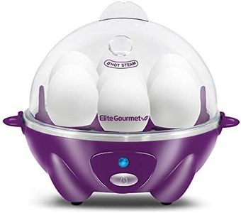 Elite Gourmet EGC700P# Rapid Egg Cooker, 7 Easy-To-Peel, Hard, Medium, Soft Boiled Eggs, Poacher, Omelet Maker, Auto Shut-Off, Alarm, 16-Recipe Booklet, BPA-Free, Eggplant