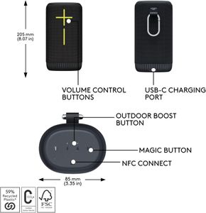 Ultimate Ears EVERBOOM Bluetooth Speaker – Black, Portable Wireless