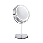 Meowoo Makeup Mirror with Lights,10X Magnifying Mirror Tabletop Lighted Mirror,7 Inch Led Mirror for Table, Rotates 360 Degrees, Double Sided Round Mirror