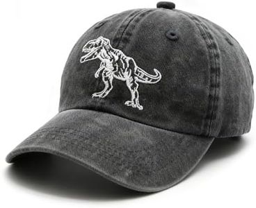 Waldeal Cute Boys' Dinosaur Hat, Adjustable Embroidered Washed Dad Hat Kids Ballcap-Black 3