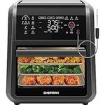 CHEFMAN ExacTemp™ 12 Quart 5-in-1 Air Fryer with Integrated Smart Cooking Thermometer, 28 Touchscreen Presets, Rotisserie, Dehydrator, Bake, XL Convection Oven with Auto Shutoff, Black