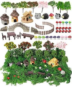 Canlierr 58 Pieces Miniature Garden Set, Fairy House Diorama Accessories Mini Figurines Micro Landscape Ornaments Mixed Model Trees for DIY Garden Decor Succulent Dollhouse Craft (Tree)