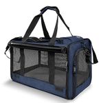 GAPZER Medium Cat Carrier for Large Cat 15 lbs+ Soft Pet Carrier Small Puppy/Ventilated 2 Kittens Car Travel Bag Case/Comfy Big Cat 25 Pounds/Soft-Sided Mesh Cat Products Dark Blue