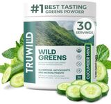 TruWild Greens Superfood Juice Powder, w/ 22+ Greens & Anti-Oxidants, Delicious Green Juice Powder, Natural Immune, Stress, Digestion Support Powder - 30 Servings Per Tub (Cucumber Mint)