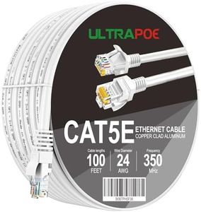 UltraPoE Cat5e Outdoor Ethernet Cable 100ft cat 5e Network Cable, RJ45 cat5 ethernet Cable Cord White, 350MHZ / Gigabit Network UTP LAN Cable