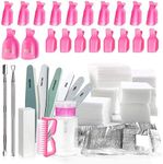 Spove Gel Nail Polish Polish Remover Tools Kit With Clips, Nail Wipes, Cutter, Pump, Nail Buffer Shiner Files,Brush for Acetone Acrylic Nails Remover Tool Kit