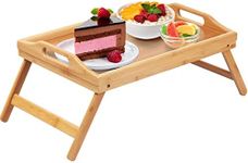 Bed Tray Table Folding Legs with Handles Breakfast Tray for Sofa Eating,Drawing,Platters Bamboo Serving Lap Desk Snack Tray