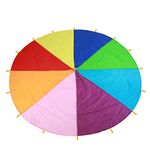 Kids Parachute Giant Multicolored Kid’s Play Parachute Canopy with 16 Handles Indoor & Outdoor Games and Exercise Toy Promote Teamwork, Fitness, Social Bonding (3.6 Meter)