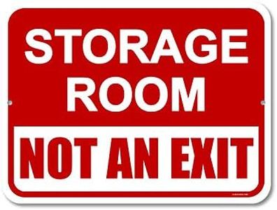 Honey Dew Gifts Door Sign, Storage Room Not an Exit 9 inch by 12 inch Metal Signs for Business, Aluminum Exit Sign, Made in USA