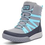 STQ Ankle Boots Women Winter Snow Non Slip Warm Fur Lined Short Booties Walking Outdoor Cold Grey Teal Size 7