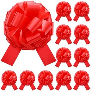 Affrolling 12 Pcs Large 12" Red Christmas Pull Bow Big Gift Wrapping Bow for Large Gift Decoration Bows for Cars Decor New Houses Big Gift Bow Office, Big Gift Bows, Gift Basket, Valentine's Day