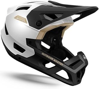 OutdoorMaster Full Face Mountain Bike Helmet for Men & Women-Two Removable Chin Pad Mountain Bike Helmet Grizzly, Ventilation Lightweight Racing Downhill DH BMX MTB Helmet (Pearl White, Medium)