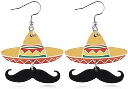Cinco De Mayo Earrings Outfit Shirts for Women Fiesta Earrings Acrylic Sombrero Chili Hat Cactus Earring Set Mexican Festival Jewelry Party Accessories