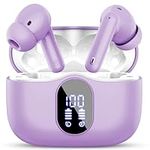 Wireless Earbuds, Bluetooth Headphones 5.4 HiFi Stereo, Wireless Earphones with ENC Noise Cancelling Mic, IP7 Waterproof in Ear Headphones, LED Digital Display Ear Buds, Touch Control, Purple