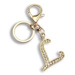 OUMILAN Letter Keychains for Women Purse Charms for Handbags Crystal Initial Alphabet Pendant with Key Rings Keychain Accessories, Letter L