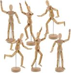 US Art Supply® Wood 6-Pack of 8" Male - Artist Drawing Manikin Articulated Mannequin with Base and Flexible Body - Perfect for Drawing The Human Figure (8" Male) Pack of 6 Manikins