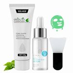 mercham Blackhead Peel Off Face Masks, 3-in-1 Green Tea Deep Cleanse Mask with Serum & Brush, Blackhead Remover Mask, Remove Acne, Shrink Pores, Vegan Face Peel Mask for Men & Women