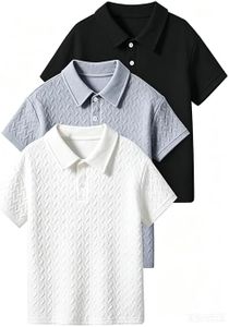 Fdiqn Boys Polo Shirts Kids Summer Short Sleeve Tees Toddler Fashion Texture Tops for Casual Clothes Size 4-5 Years Black/Gray/White
