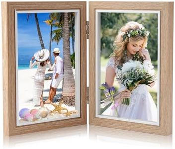 Cadre Photo Double 10x15cm, Cadres Photo Doubles Pliables, Cadre Photo Couleur Du Bois 2 Photos, Cadre En Bois Collage Pliable, Pour Famille, Amis, Décoration Intérieure, Cadres photo DIY, Mariage