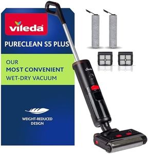Vileda PureClean S5 Plus | Smarter, Kabelloser Nass- und Trockensauger | 100% Trennung von schmutzigem und sauberem Wasser | Selbstreinigungsfunktion | Mit Zubehör (2 Rollen und 2 Filter)