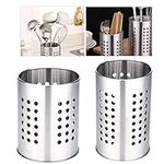 2 PCS Kitchen Utensil Organizer, Kitchen Stainless Steel Cooking Utensil Holder for Organize Drawers, Countertops and Tableware Storage