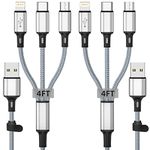 Multi USB Charging Cable 3A, 3 in 1 Charger Cord with iPhone/USB C/Micro USB, 480Mbps Data Transfer Lightning Connector, Universal Charging Cable Compatible with iPhone 15/Samsung(4FT/2Pack/Grey)