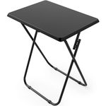 HUANUO Folding TV Tray Table, Tray Table with No Assembly Required, TV Dinner Tray for Eating, Foldable Snack Table for Bed & Sofa, Folding End Table (HNTT2B, Black)