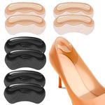 Heel Cushions for Back of Heel, 4 Pairs Heel Protectors for Shoes Too Big, Gel Heel Pads for Shoes Women, Self-Adhesive Heel Pads Anti-Slip Heel Cushion Inserts for Men Prevent Rubbing Blisters (Beige+Black, Standard)