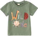 AG AGUU Wild One 1st Birthday Shirts Baby Boy Girl T-Shirt Cute Animals Tees Party Outfit Short Sleeve Top 1 Year Old, Green-1st, 1 Year