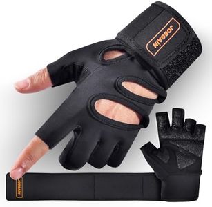 JOBGAIN Workout Gloves for Men and Women, Gym Weight Lifting Padded Gloves with Wrist Wrap Support, Full Palm Protection & Extra Grips, for Weightlifting, Exercise, Pull-Up, Black, Size XL