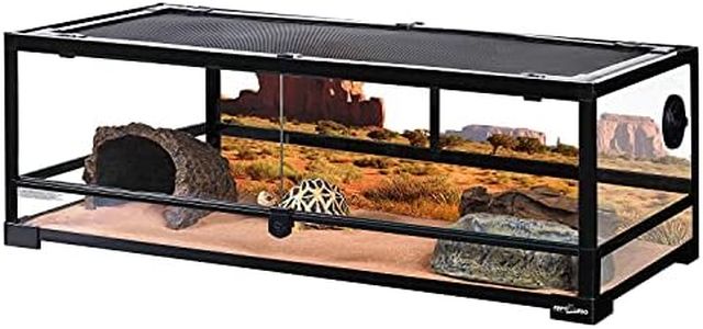 REPTI ZOO Full Glass 35 Gallon Reptile Tank, Front Opening Wide & Low Reptile Terrarium 36" x 18"x 12" for Lizard Gecko Tortoise Snake, Top Screen Ventilation & Anti Escape Lid