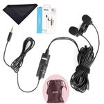 Boya By-M1Dm Dual Lavalier Universal Auxiliary Microphone With A Single 1/8 Stereo Connector For Smartphones Dslr Cameras Camcorders, Black, For Action Cameras With Cleaning Cloth(Gopro, Sjcam)