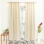 Parda Online Room Darkening Curtain for Bedroom | 3 Layer Thermal Insulated Embossed Diamond Design | Eyelet | Blackout | Noise Reducing | Piece Plain Solid Window Curtain for Living Room, 9 feet | Beige | 274 Centimetres | Pack of 4