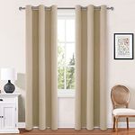 Hiasan Blackout Curtains 2 Panels for Bedroom, Thermal Insulated Noise Reducing Privacy Protection Grommet Window Curtains, 42 x 84 Inches Long, Beige