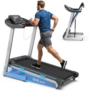 WELLFIT Treadmill with 15% Auto Incline,400LBS Capacity,Foldable Treadmills with Adjustable Handlebar,Heart Rate Sensor,LED Display,App Control,4.0HP Heavy Duty Treadmill for Home,Seniors,Adults,Teens