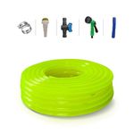 Zetgo 3/4 Inch 30 Meters 3 Layerd Heavy Duty Braided Garden Hose Pipe (Thanneer Kuzhai) with Nozzle Sprayer,Tap Adapter,Connector, Stopper and Clamp(clip) for Watering Home Garden,Pet Bathing