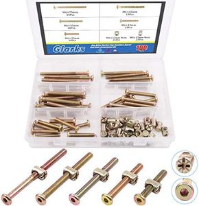 Glarks 100Pcs Zinc Plated M6 Hex Socket Head Cap Screws Bolts Furniture Bolts with Barrel Nuts Assortment Kit - 35mm / 45mm / 55mm / 65mm / 75mm