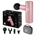 SkyMall Mini Massage Gun, Deep Tissue Massaging Gun, Small Handheld Pocket-Sized Muscle Massager, Adjustable Speeds & Massage Heads, On The Go Portable Percussion Massager, Quiet Brushless Motor