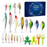 Fishing Advent Calendar 2024 | 24 Days Fishing Tackle Christmas Countdown Calendar | Fishing Lures Set for Fishing Lovers Men