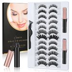 URAQT Magnetic Eyelashes with Eyeliner, 12 Pairs Natural Look False Magnetic Eyelashes with 2 Tubes Waterproof Magnetic Eyeliner, Reusable Fake Eye Lashes for Makeup Eyelashes Extension, No Glue