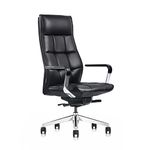 FURIJING Genuine Leather Aluminum Base High Back Executive Chair,Modern Ergonomic Real Leather Executive Chair,Boss Executive Top Grain Leather Office Chair with Synchro-Tilt Mechanism-Black