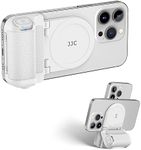 JJC Magnetic Phone Camera Snap Grip, Phone Tripod Mount Adapter Handle Holder with Remote Control Shutter Powered by Type C Cable for iPhone 15 14 13 12 Pro Max Smartphone Selfie Vlog Video -White