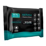 Pure Active Ultimate Shower Body and Face Wipes, Biodegradable Personal Hygiene Body Cleansing Wipes for Men&Women for After Gym Travel Camping Adult Bathing Wipes (Unscented, 50 Wipes 12''x12'')