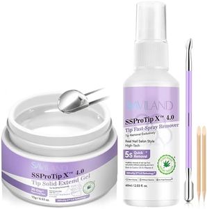 SAVILAND Nail Glue Gel & Nail Glue Remover: Quick Press on Nail Remover 30 g U V Nail Glue Solid Hard Gel for Nails with Cuticle Pusher and Manicure Tools Long Lasting Castor Oil VE Supplies Tech