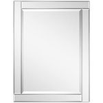 Empire Art Direct Modern Rectangle Wall Mirror for Vanity & Bathroom Solid Wood Frame, 1"-Beveled Center, Ready to Hang, 30" x 40", Clear