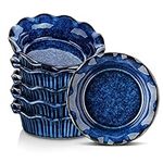 vancasso Stern Ceramic Pie Pans Set, 5.2 in Mini Pie Pans Set of 6, 9 oz Pie Dish Pie Plate for Baking, Small Pie Plates with Corrugated Edge, Easy to Clean, Dishwasher & Microwave & Oven Safe Blue